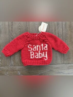 NWT Huggalugs Spearmint Love Santa Baby Sweater Red 0-6 Months